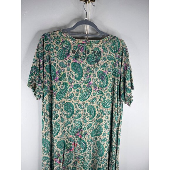 Magnolia Pearl Floral Maxi Dress Relaxed Cotton Jersey Block Print One Size NWT - Picture 10 of 15